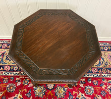 Load image into Gallery viewer, Antique French Octagonal Table Renaissance Revival Barley Twist Oak 24.5"T 19thC