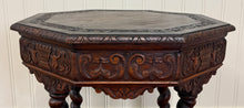Load image into Gallery viewer, Antique French Octagonal Table Renaissance Revival Barley Twist Oak 24.5"T 19thC