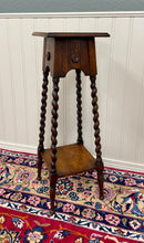 Load image into Gallery viewer, Antique English 4-Post Barley Twist Pedestal Plant Stand Jacobean Oak 36" Tall