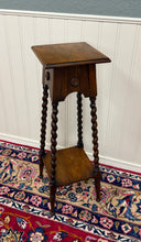 Load image into Gallery viewer, Antique English 4-Post Barley Twist Pedestal Plant Stand Jacobean Oak 36" Tall