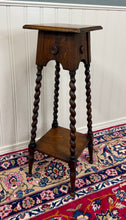 Load image into Gallery viewer, Antique English 4-Post Barley Twist Pedestal Plant Stand Jacobean Oak 36" Tall