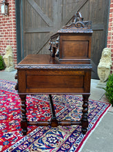 Load image into Gallery viewer, Antique French Desk Library Office Barley Twist Renaissance Revival Oak 19th C