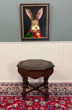 Load image into Gallery viewer, Antique French Octagonal Table Renaissance Revival Barley Twist Oak 24.5"T 19thC