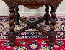 Load image into Gallery viewer, Antique French Octagonal Table Renaissance Revival Barley Twist Oak 24.5"T 19thC