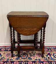 Load image into Gallery viewer, Antique English Table Drop Leaf Gateleg Barley Twist Oak Oval c. 1920-30s