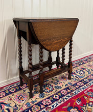 Load image into Gallery viewer, Antique English Table Drop Leaf Gateleg Barley Twist Oak Oval c. 1920-30s