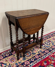 Load image into Gallery viewer, Antique English Table Drop Leaf Gateleg Barley Twist Oak Oval c. 1920-30s
