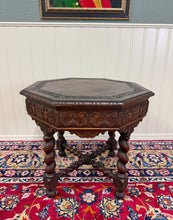 Load image into Gallery viewer, Antique French Octagonal Table Renaissance Revival Barley Twist Oak 24.5"T 19thC