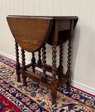 Load image into Gallery viewer, Antique English Table Drop Leaf Gateleg Barley Twist Oak Oval c. 1920-30s
