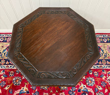 Load image into Gallery viewer, Antique French Octagonal Table Renaissance Revival Barley Twist Oak 24.5"T 19thC