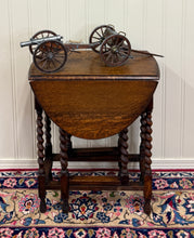 Load image into Gallery viewer, Antique English Table Drop Leaf Gateleg Barley Twist Oak Oval c. 1920-30s