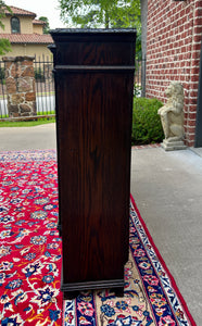 Antique English Bookcase Stepback Bookshelf Display Cabinet Oak 72" Wide c1920s