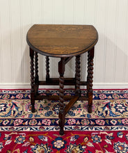 Load image into Gallery viewer, Antique English Table Drop Leaf Gateleg Barley Twist Oak Oval c. 1920-30s