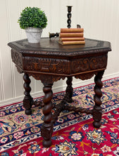 Load image into Gallery viewer, Antique French Octagonal Table Renaissance Revival Barley Twist Oak 24.5"T 19thC