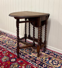 Load image into Gallery viewer, Antique English Table Drop Leaf Gateleg Barley Twist Oak Oval c. 1920-30s
