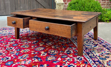 Load image into Gallery viewer, Antique English Coffee Table Farmhouse Rustic Oak Drawers Shaker Legs Mid-19th C