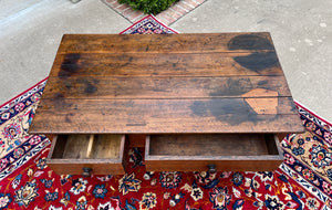 Antique English Coffee Table Farmhouse Rustic Oak Drawers Shaker Legs Mid-19th C