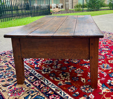 Load image into Gallery viewer, Antique English Coffee Table Farmhouse Rustic Oak Drawers Shaker Legs Mid-19th C