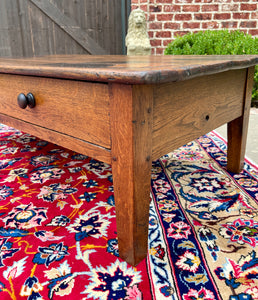 Antique English Coffee Table Farmhouse Rustic Oak Drawers Shaker Legs Mid-19th C