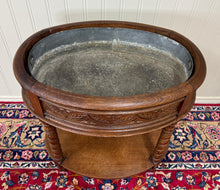 Load image into Gallery viewer, Antique French Oak Barley Twist Standing Planter Jardinière Liner c. 1930s
