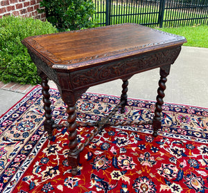 Antique French Parlor Table BARLEY TWIST Renaissance Revival CHERUBS Oak 19thC