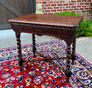 Antique French Parlor Table BARLEY TWIST Renaissance Revival CHERUBS Oak 19thC