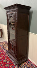 Load image into Gallery viewer, Antique French Breton Bookcase Armoire Linen Cab Wavy Glass Carved Chestnut 19th