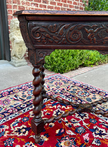 Antique French Parlor Table BARLEY TWIST Renaissance Revival CHERUBS Oak 19thC