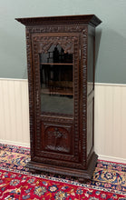 Load image into Gallery viewer, Antique French Breton Bookcase Armoire Linen Cab Wavy Glass Carved Chestnut 19th
