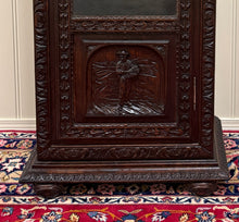 Load image into Gallery viewer, Antique French Breton Bookcase Armoire Linen Cab Wavy Glass Carved Chestnut 19th
