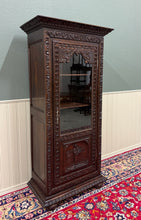Load image into Gallery viewer, Antique French Breton Bookcase Armoire Linen Cab Wavy Glass Carved Chestnut 19th