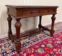 Load image into Gallery viewer, Antique French Henri II Style Writing Desk Table Drawers Oak c. 1930s