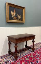 Load image into Gallery viewer, Antique French Henri II Style Writing Desk Table Drawers Oak c. 1930s