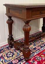 Load image into Gallery viewer, Antique French Henri II Style Writing Desk Table Drawers Oak c. 1930s
