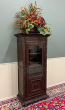 Load image into Gallery viewer, Antique French Breton Bookcase Armoire Linen Cab Wavy Glass Carved Chestnut 19th