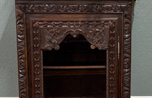 Load image into Gallery viewer, Antique French Breton Bookcase Armoire Linen Cab Wavy Glass Carved Chestnut 19th