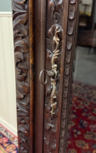 Load image into Gallery viewer, Antique French Breton Bookcase Armoire Linen Cab Wavy Glass Carved Chestnut 19th