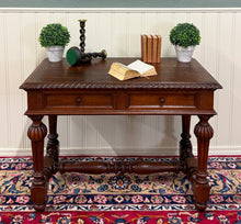 Load image into Gallery viewer, Antique French Henri II Style Writing Desk Table Drawers Oak c. 1930s