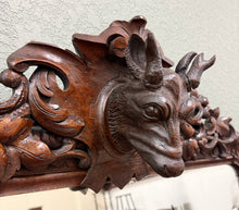 Load image into Gallery viewer, Antique French Renaissance Style Carved Oak Hunt Stag Pier Mirror Crown c.1880s