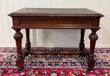 Load image into Gallery viewer, Antique French Henri II Style Writing Desk Table Drawers Oak c. 1930s