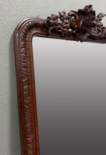 Load image into Gallery viewer, Antique French Renaissance Style Carved Oak Hunt Stag Pier Mirror Crown c.1880s