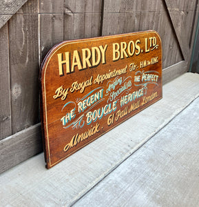 Vintage English Pub Sign Oak Hardy Bros LTD. Angling Specialists London Fly Reel