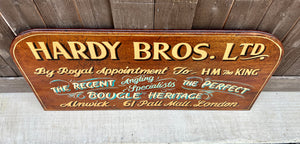 Vintage English Pub Sign Oak Hardy Bros LTD. Angling Specialists London Fly Reel