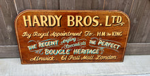 Load image into Gallery viewer, Vintage English Pub Sign Oak Hardy Bros LTD. Angling Specialists London Fly Reel