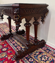 Load image into Gallery viewer, Antique French Oak Renaissance Revival Library Dolphin Table Desk c. 1880s