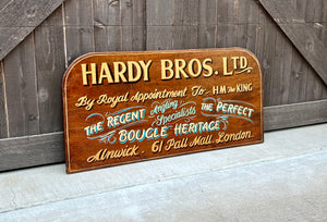 Vintage English Pub Sign Oak Hardy Bros LTD. Angling Specialists London Fly Reel