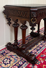 Load image into Gallery viewer, Antique French Oak Renaissance Revival Library Dolphin Table Desk c. 1880s