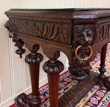 Load image into Gallery viewer, Antique French Oak Renaissance Revival Library Dolphin Table Desk c. 1880s