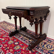 Load image into Gallery viewer, Antique French Oak Renaissance Revival Library Dolphin Table Desk c. 1880s