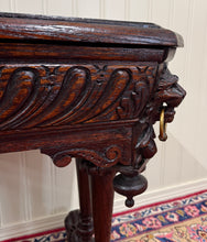 Load image into Gallery viewer, Antique French Oak Renaissance Revival Library Dolphin Table Desk c. 1880s